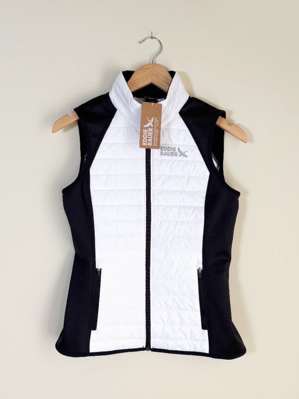 NWT Eddie Bauer WR Emberlite Hybrid Vest White Black XS